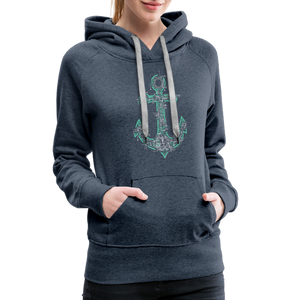 Damen Premium Hoodie FUTURISTISCHER ANKER - Jeansblau