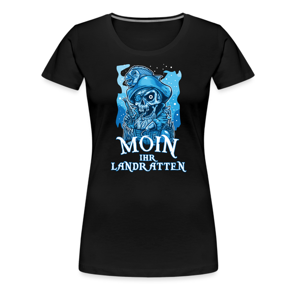 Damen Premium T-Shirt MOIN IHR LANDRATTEN - Schwarz