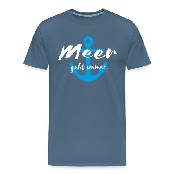 Herren Premium T-Shirt MEER GEHT IMMER - Blaugrau