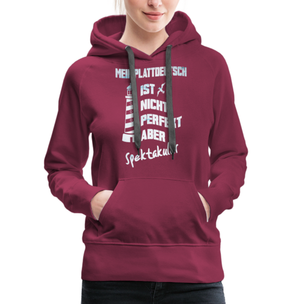 Damen Premium Hoodie MEIN PLATTDEUTSCH - Bordeaux