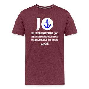 Herren Premium T-Shirt DAS NORDDEUTSCHE JO - Bordeauxrot meliert