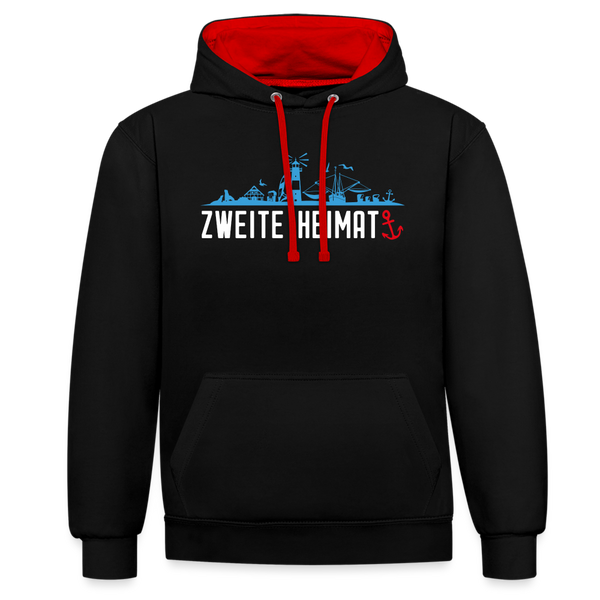 Mehrfarben Hoodie ZWEITE HEIMAT - Schwarz/Rot