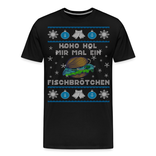 Herren  Premium T-Shirt HOHO HOL MIR MAL EIN FISCHBRÖTCHEN | Norddeutscher Humor - Schwarz