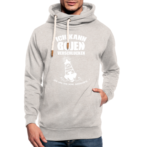 Shawl Collar Hoodie - Beige meliert