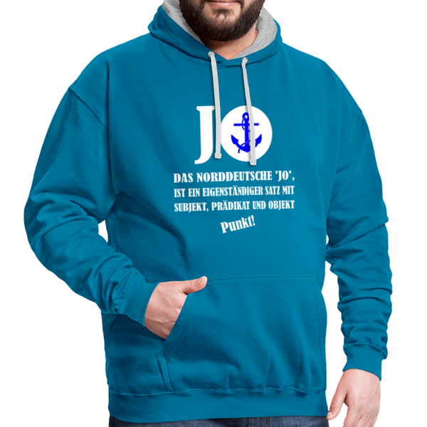 Contrast Colour Hoodie - Pfauenblau/Grau meliert