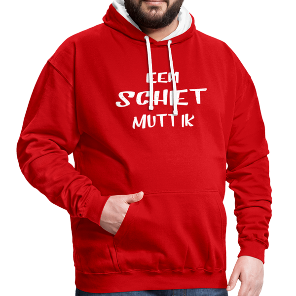 Contrast Colour Hoodie - Rot/Weiß