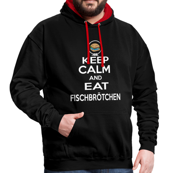 Contrast Colour Hoodie - Schwarz/Rot