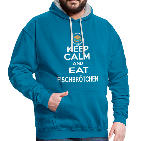 Contrast Colour Hoodie - Pfauenblau/Grau meliert