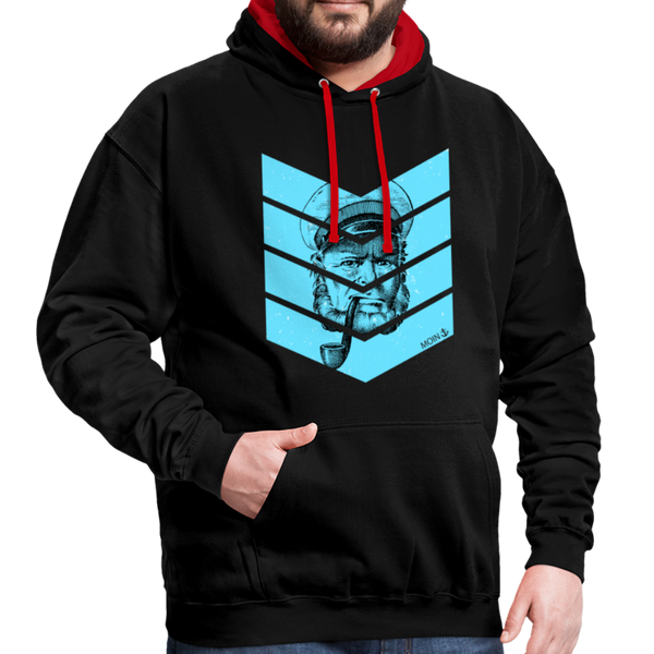 Contrast Colour Hoodie - Schwarz/Rot