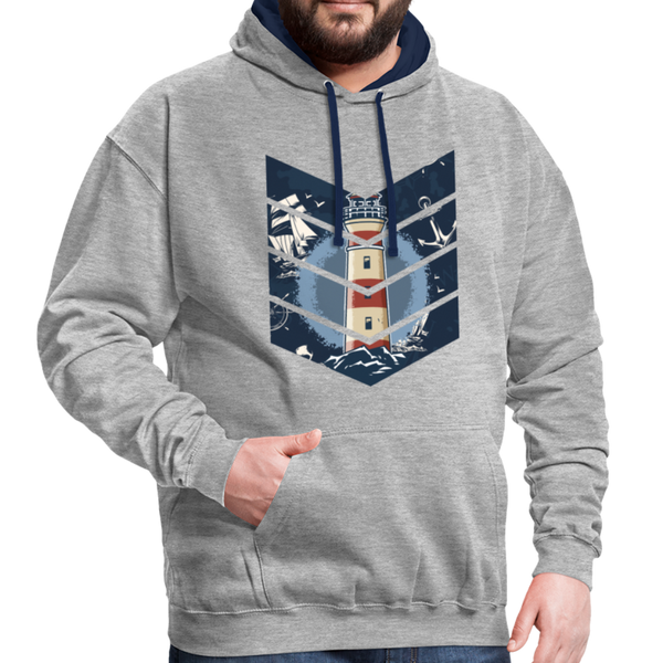 Contrast Colour Hoodie - Grau meliert/Navy