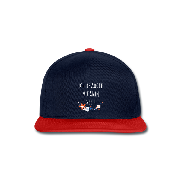 Snapback Cap - Navy/Rot