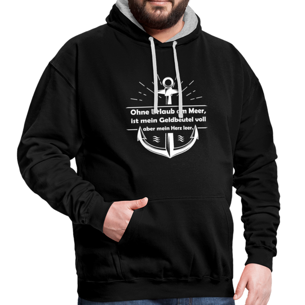 Contrast Colour Hoodie - Schwarz/Grau meliert