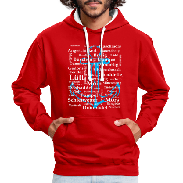 Contrast Colour Hoodie - Rot/Weiß