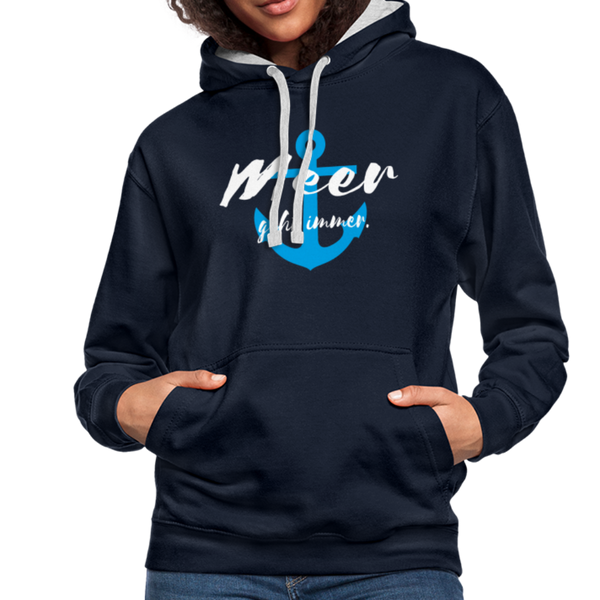 Contrast Colour Hoodie - Navy/Grau meliert