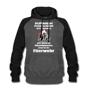 Baseball Hoodie DÜVELDEERNS FEUERWEHR | Norddeutscher Humor Unisex Baseball Hoodie - graphite/black