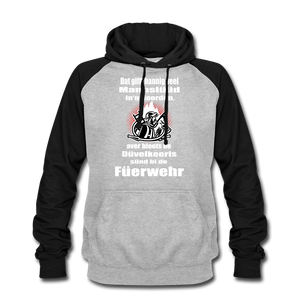 Baseball Hoodie DÜVELKEERLS FEUERWEHR | Norddeutscher Humor Unisex Baseball Hoodie - heather grey/black