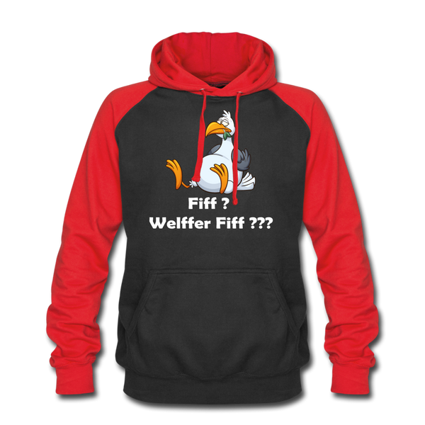 Baseball Hoodie FIFF? WELFFER FIFF??? | Norddeutscher Humor Unisex Baseball Hoodie - black/red