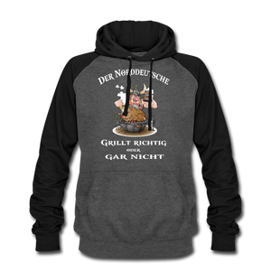 Baseball Hoodie DER NORDDEUTSCHE GRILLT | Norddeutscher Humor Unisex Baseball Hoodie - graphite/black