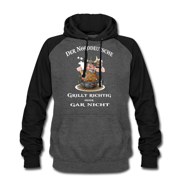 Baseball Hoodie DER NORDDEUTSCHE GRILLT | Norddeutscher Humor Unisex Baseball Hoodie - graphite/black