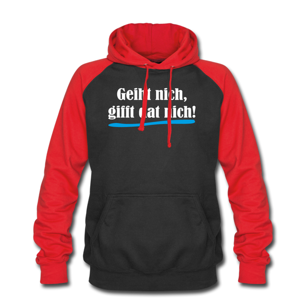 Baseball Hoodie GEIHT NICH GIFFT DAT NICH | Norddeutscher Humor  Unisex Baseball Hoodie - black/red