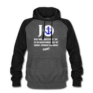 Baseball Hoodie DAS NORDDEUTSCHE JO | Norddeutscher Humor Unisex Baseball Hoodie - graphite/black