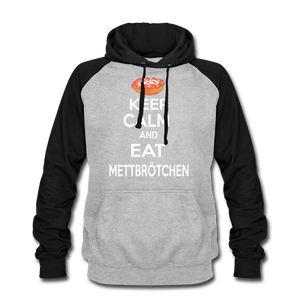 Baseball Hoodie KEEP CALM AND EAT METTBRÖTCHEN | Norddeutscher Humor  Unisex Baseball Hoodie - heather grey/black