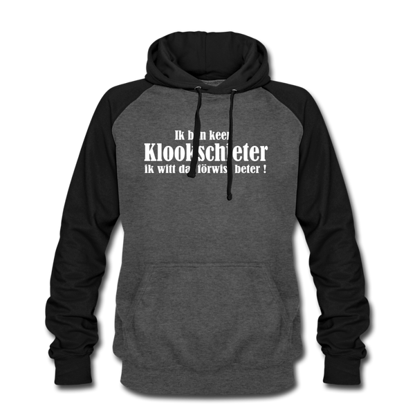 Baseball Hoodie KLOOKSCHIETER | Norddeutscher Humor Unisex Baseball Hoodie - graphite/black