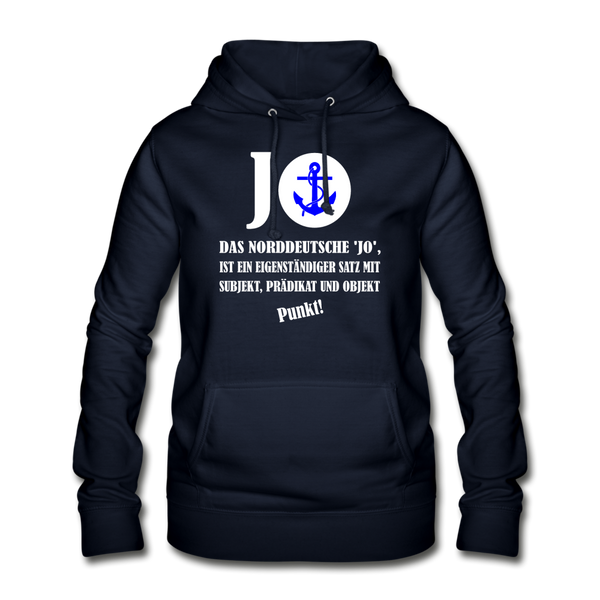 Damen Basic Hoodie DAS NORDDEUTSCHE JO | Norddeutscher Humor Frauen Hoodie - Navy