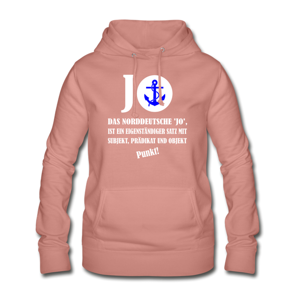 Damen Basic Hoodie DAS NORDDEUTSCHE JO | Norddeutscher Humor Frauen Hoodie - Altrosa