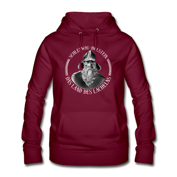 Damen Hoodie SCHLESWIG HOLSTEIN LAND DES LÄCHELNS| Norddeutscher Humor Frauen Hoodie - Bordeaux