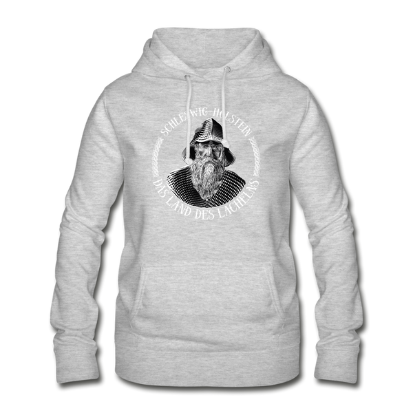 Damen Hoodie SCHLESWIG HOLSTEIN LAND DES LÄCHELNS| Norddeutscher Humor Frauen Hoodie - Hellgrau meliert