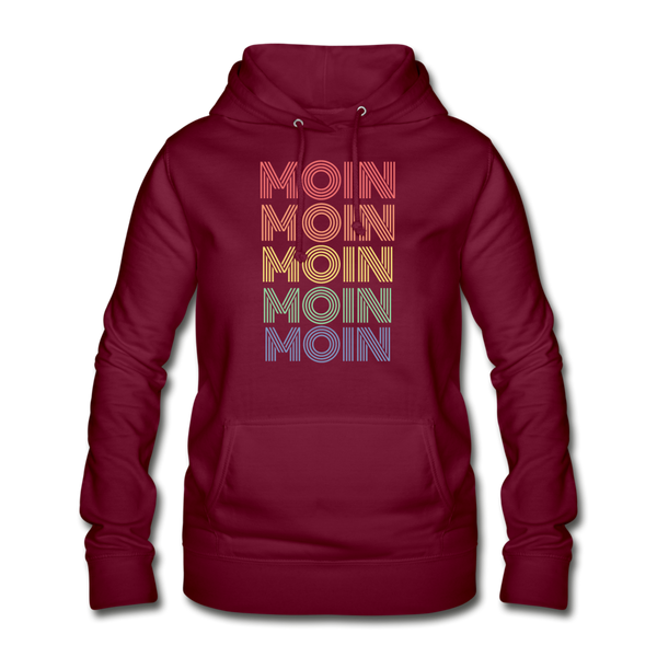 Damen Basic Hoodie MOIN 70er / 80er PARTY STYLE | Norddeutscher Humor Frauen Hoodie - Bordeaux