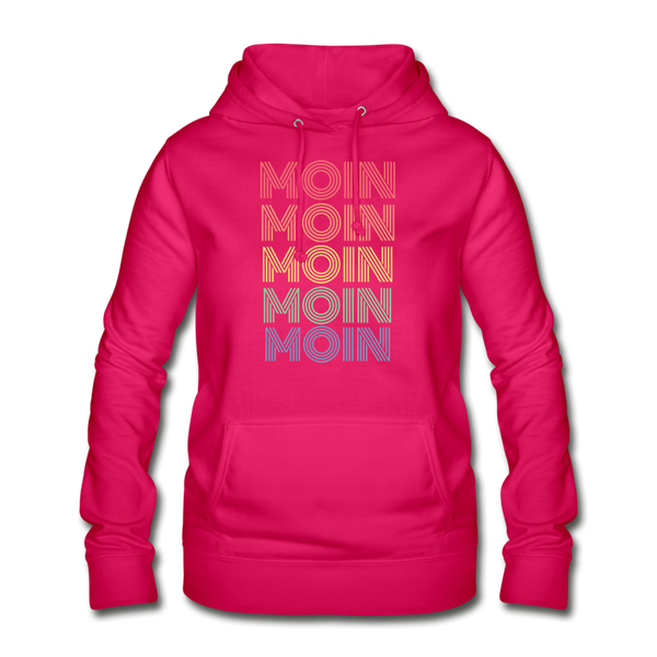 Damen Basic Hoodie MOIN 70er / 80er PARTY STYLE | Norddeutscher Humor Frauen Hoodie - dunkles Pink