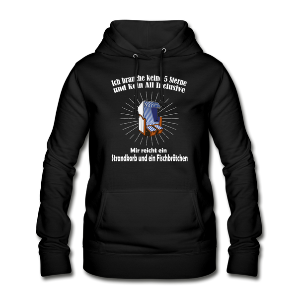 Damen Basic Hoodie STRANDKORB UND FISCHBRÖTCHEN | Norddeutscher Humor Frauen Hoodie - Schwarz