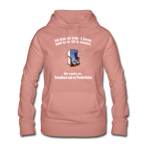 Damen Basic Hoodie STRANDKORB UND FISCHBRÖTCHEN | Norddeutscher Humor Frauen Hoodie - Altrosa