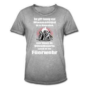 Herren Vintage T-Shirt DÜVELKEERLS FEUERWEHR - Vintage Grau