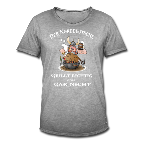 Herren Vintage T-Shirt DER NORDDEUTSCHE GRILLT - Vintage Grau