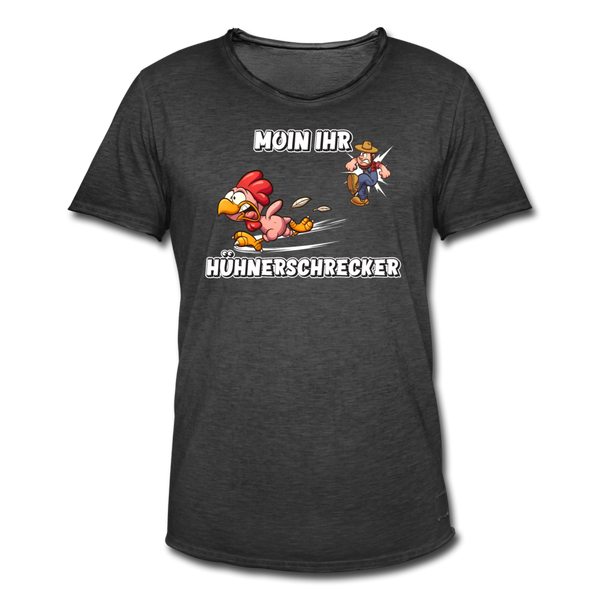 Herren Vintage T-Shirt MOIN IHR HÜHNERSCHRECKER - Vintage Schwarz