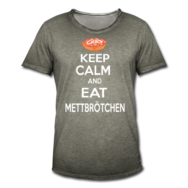 Herren Vintage T-Shirt KEEP CALM AND EAT METTBRÖTCHEN - Vintage Khaki