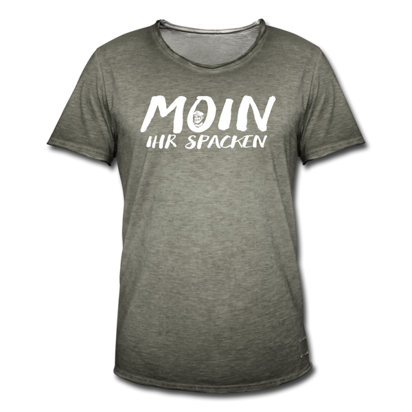 Herren Vintage T-Shirt MOIN IHR SPACKEN - Vintage Khaki