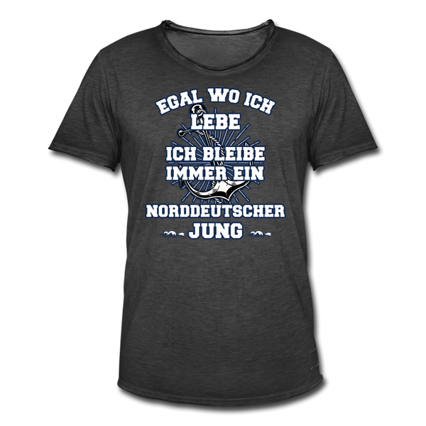 Herren Vintage T-Shirt NORDDEUTSCHER JUNG - Vintage Schwarz