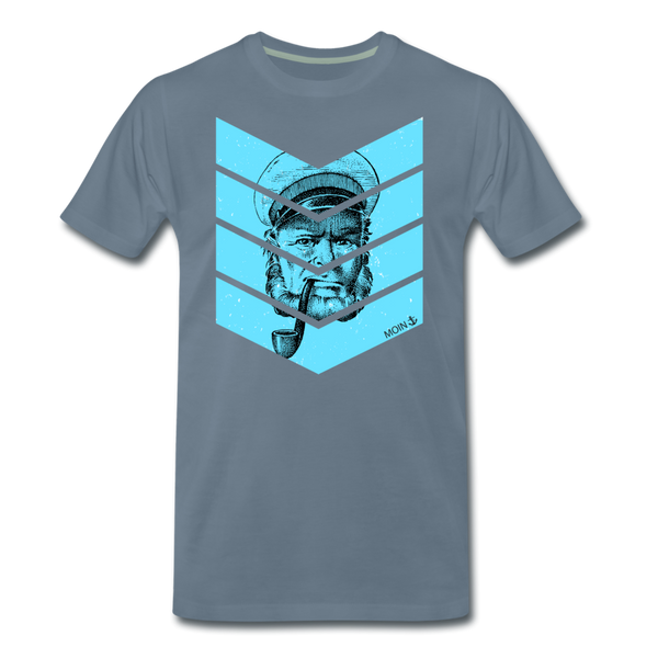 Herren Premium T-Shirt MOIN KAPITÄN BLAU - Blaugrau