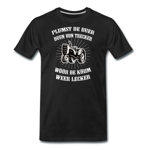 Herren  Premium T-Shirt PLUMST DER BUER PLATTDEUTSCH - Schwarz