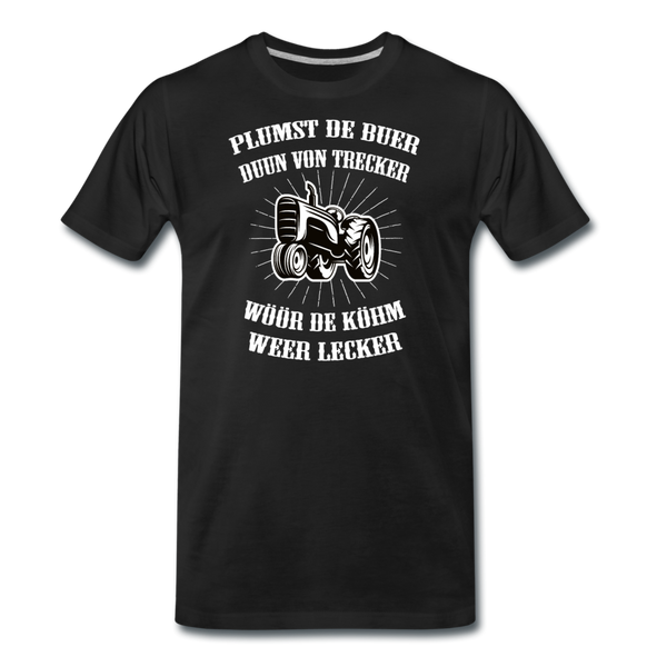 Herren  Premium T-Shirt PLUMST DER BUER PLATTDEUTSCH - Schwarz