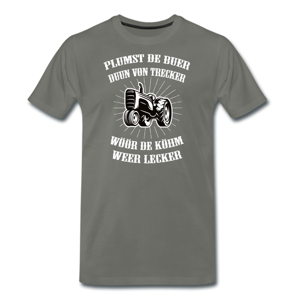 Herren  Premium T-Shirt PLUMST DER BUER PLATTDEUTSCH - Asphalt