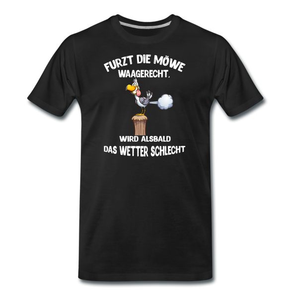 Herren Premium T-Shirt FURZT DIE MÖWE WAAGERECHT - Schwarz