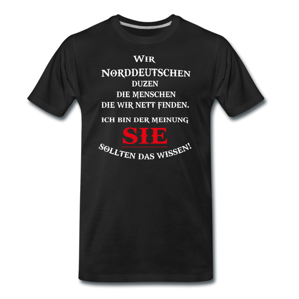 Herren  Premium T-Shirt DUZEN NORDDEUTSCH - Schwarz