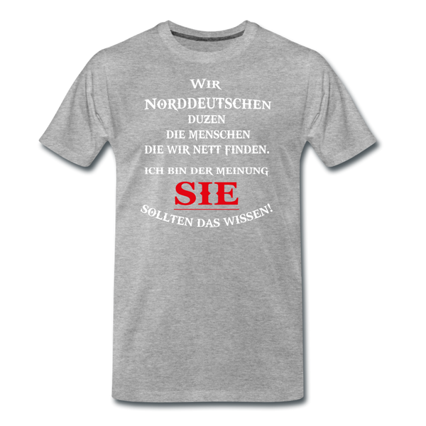 Herren  Premium T-Shirt DUZEN NORDDEUTSCH - Grau meliert