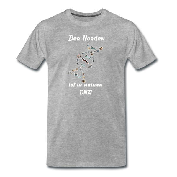 Herren Premium T-Shirt DER NORDEN IST IN MEINER DNA - Grau meliert