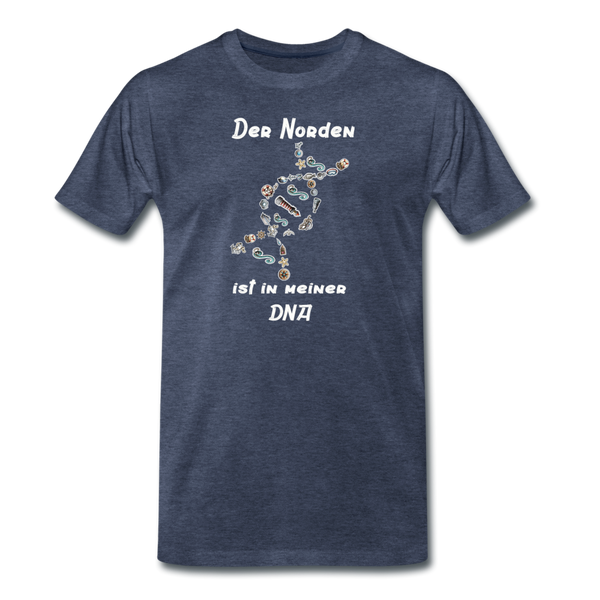 Herren Premium T-Shirt DER NORDEN IST IN MEINER DNA - Blau meliert